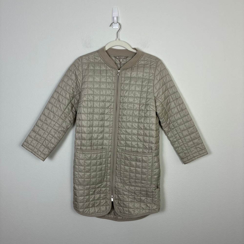 Athleta Beige Grandview Primaloft Quilted‎ Full Zip Pockets Jacket Women's XS
